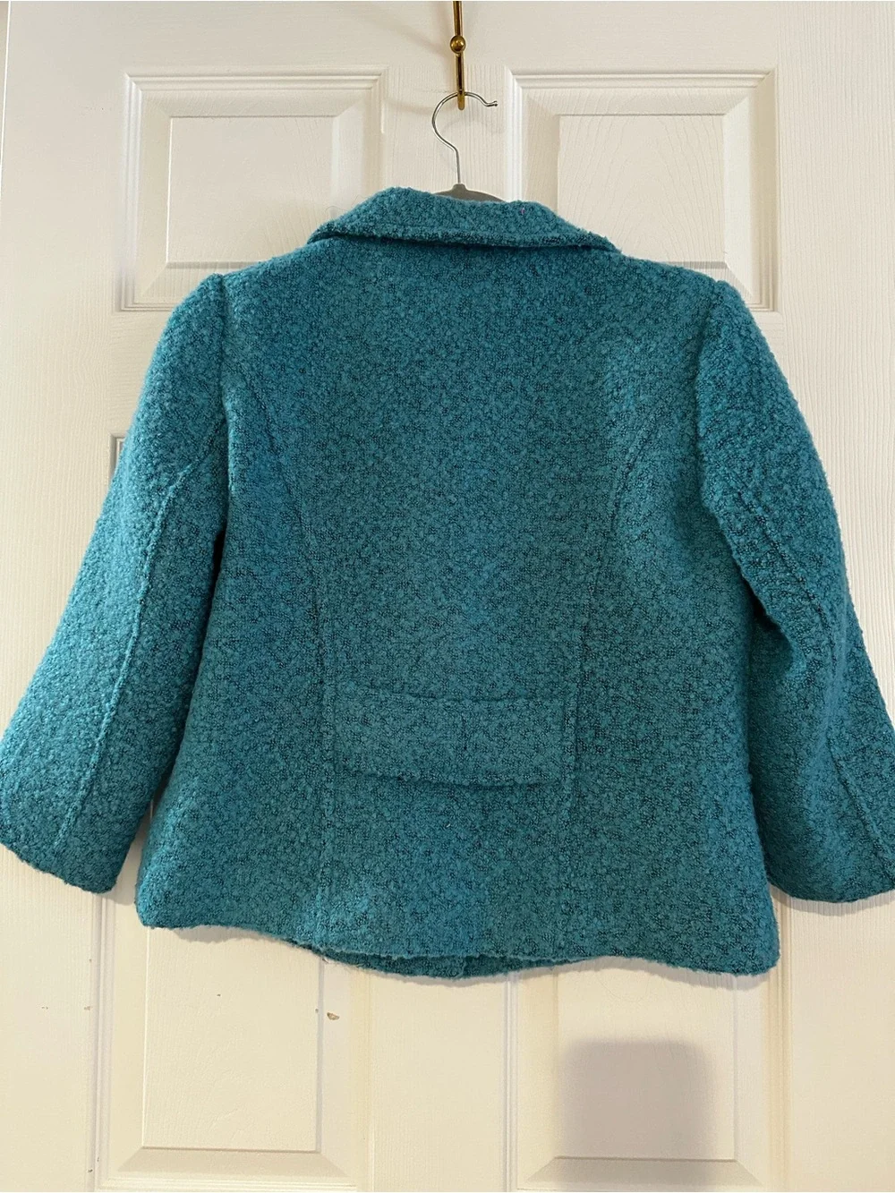 Cabi Bouclé Textured Jacket Coat Blue Teal Size 6 - Picture 5 of 5